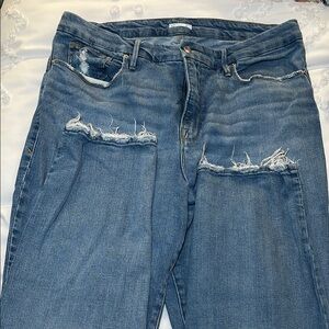 Good American Blue Boyfriend Jeans Distressed